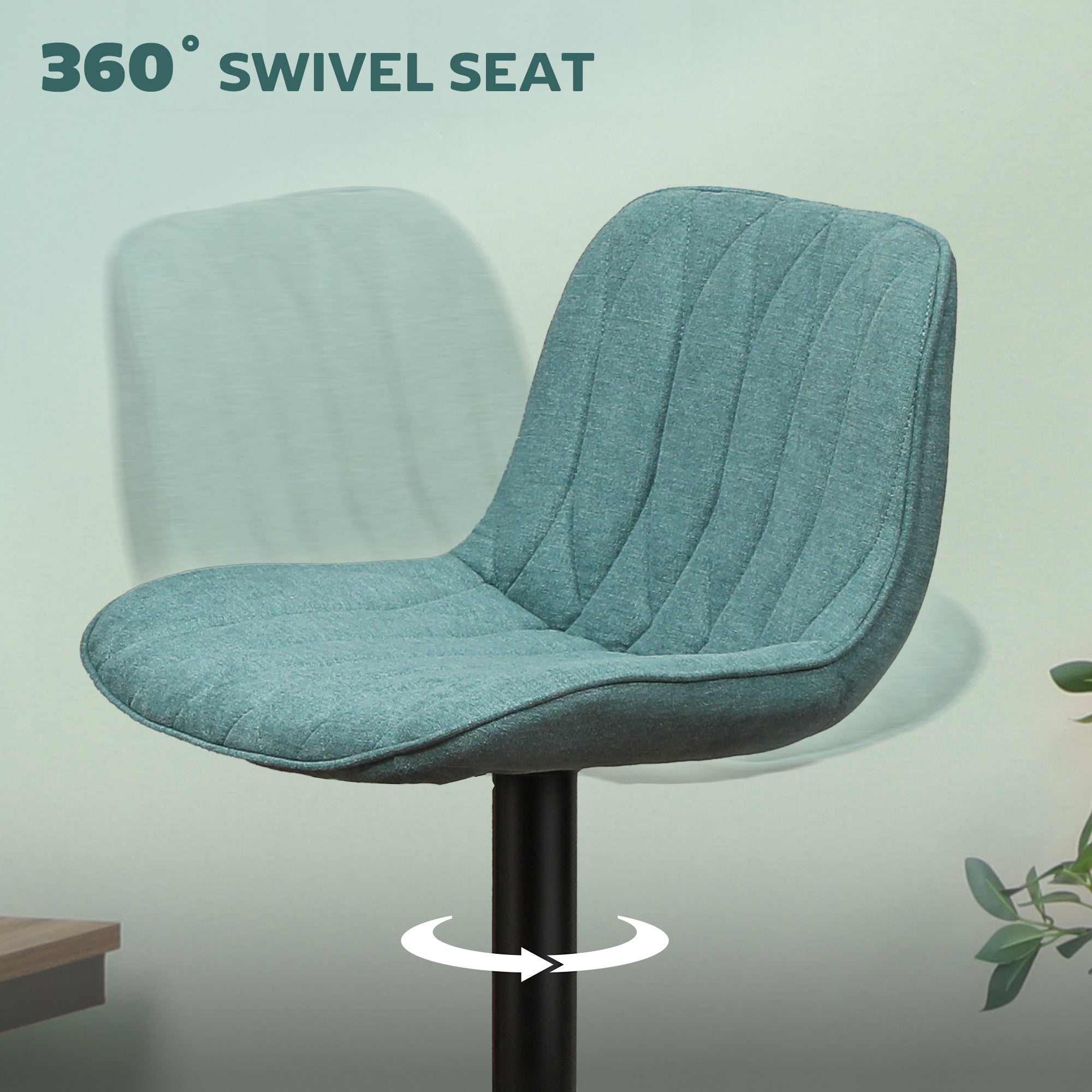 HOMCOM Set of Two Linen-Look Bar Stools - Blue