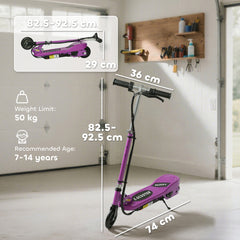 HOMCOM Foldable Electric Kids Scooter, Ride-on for Ages 7-14 Years, Purple