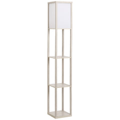 HOMCOM 3-Tier Floor Lamp, Floor Light with Storage Shelf, Reading Standing Lamp with Acrylic Shade for Living Room, Bedroom, Kitchen, Dining Room, Office, Dorm, 160cm, Oak