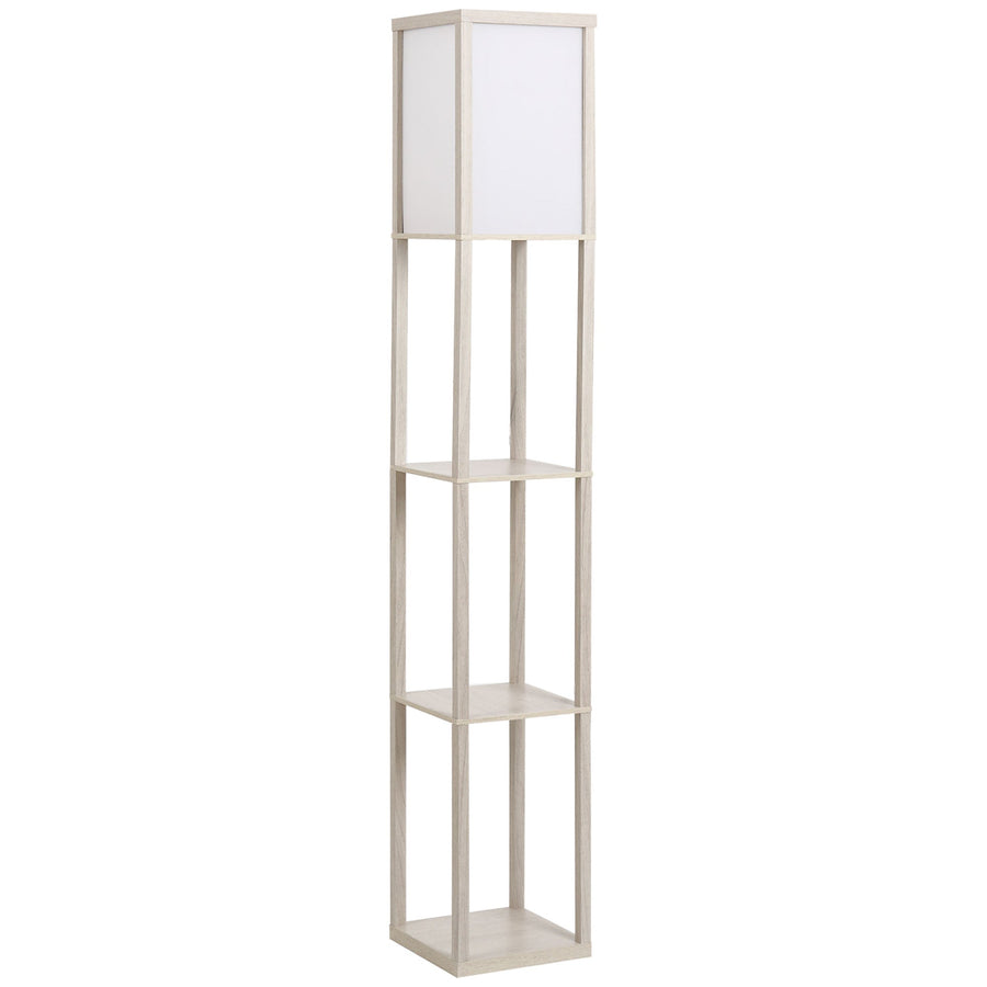 HOMCOM 3-Tier Floor Lamp, Floor Light with Storage Shelf, Reading Standing Lamp with Acrylic Shade for Living Room, Bedroom, Kitchen, Dining Room, Office, Dorm, 160cm, Oak