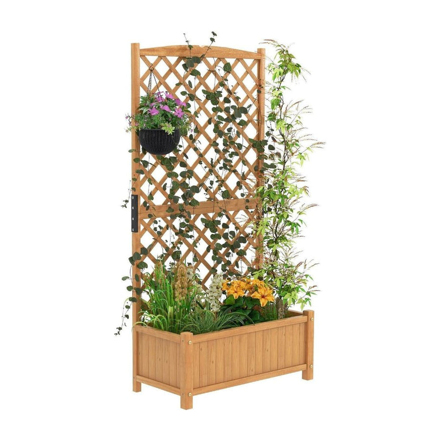 Raised Garden Bed with Diamond Shaped Trellis-Orange