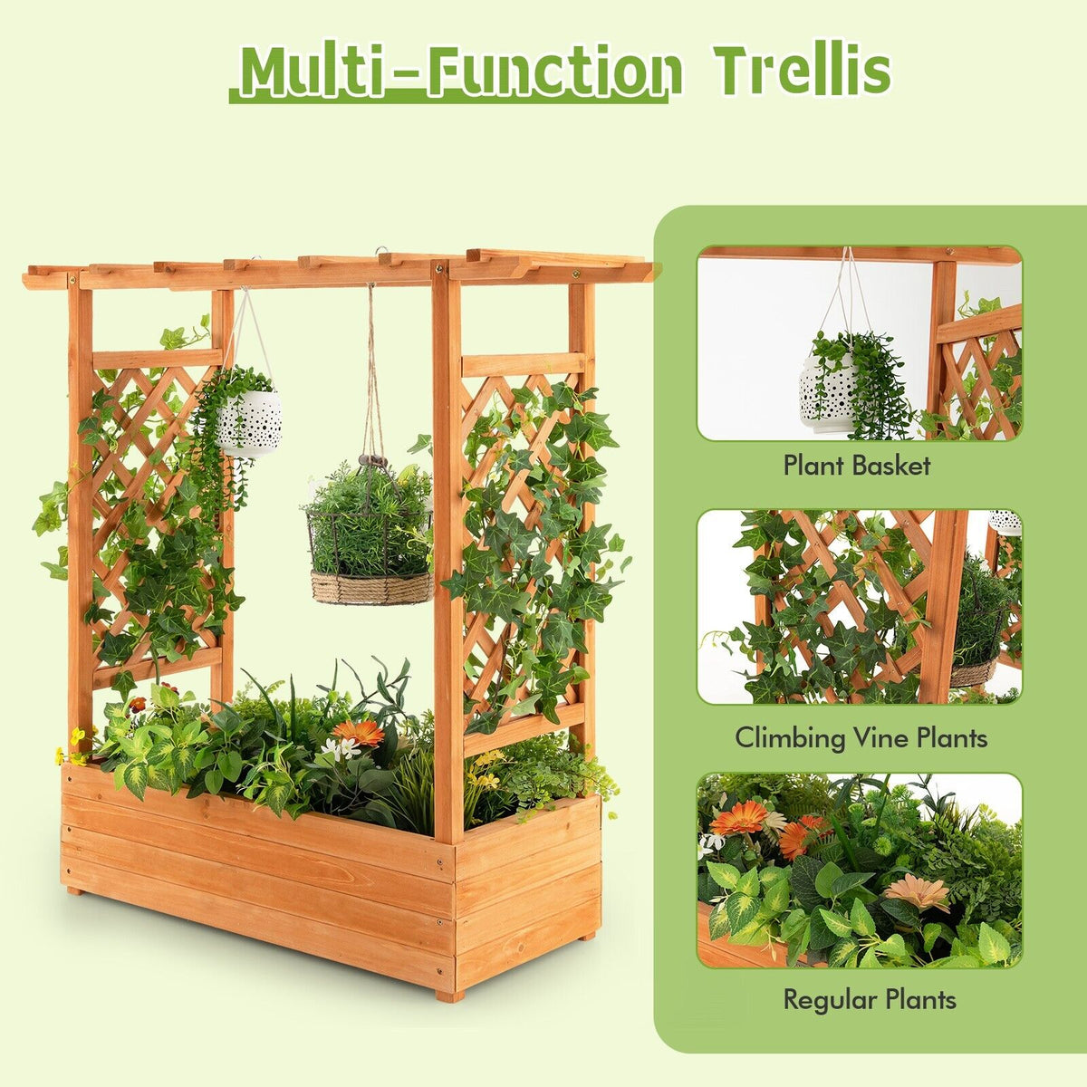 Raised Garden Bed with Arch Trellis-Orange
