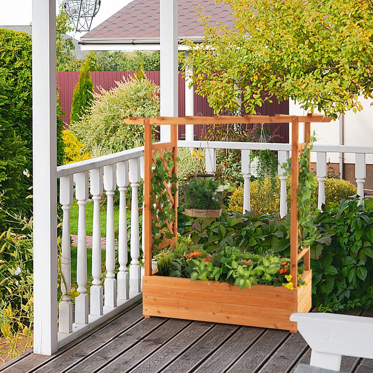 Raised Garden Bed with Arch Trellis-Orange