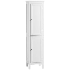 kleankin Tall Bathroom Storage Unit, Slim Bathroom Cabinet with Adjustable Shelves and Double Door, White
