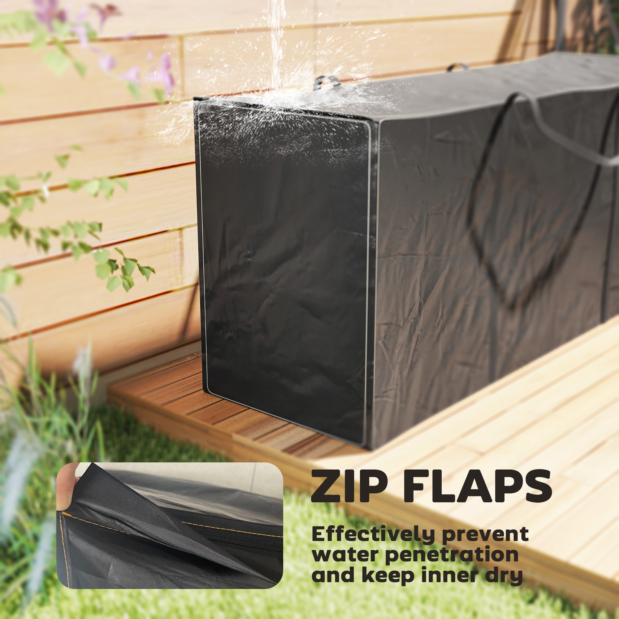 Outsunny 720 L Waterproof Garden Cushion Storage Bag - Black