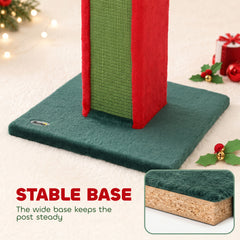 PawHut Cat Scratching Post for Indoor Cats, 81cm Tall Cat Scratcher with Sisal Rope, Hanging Bell Toy, Stable Base, Green & Red