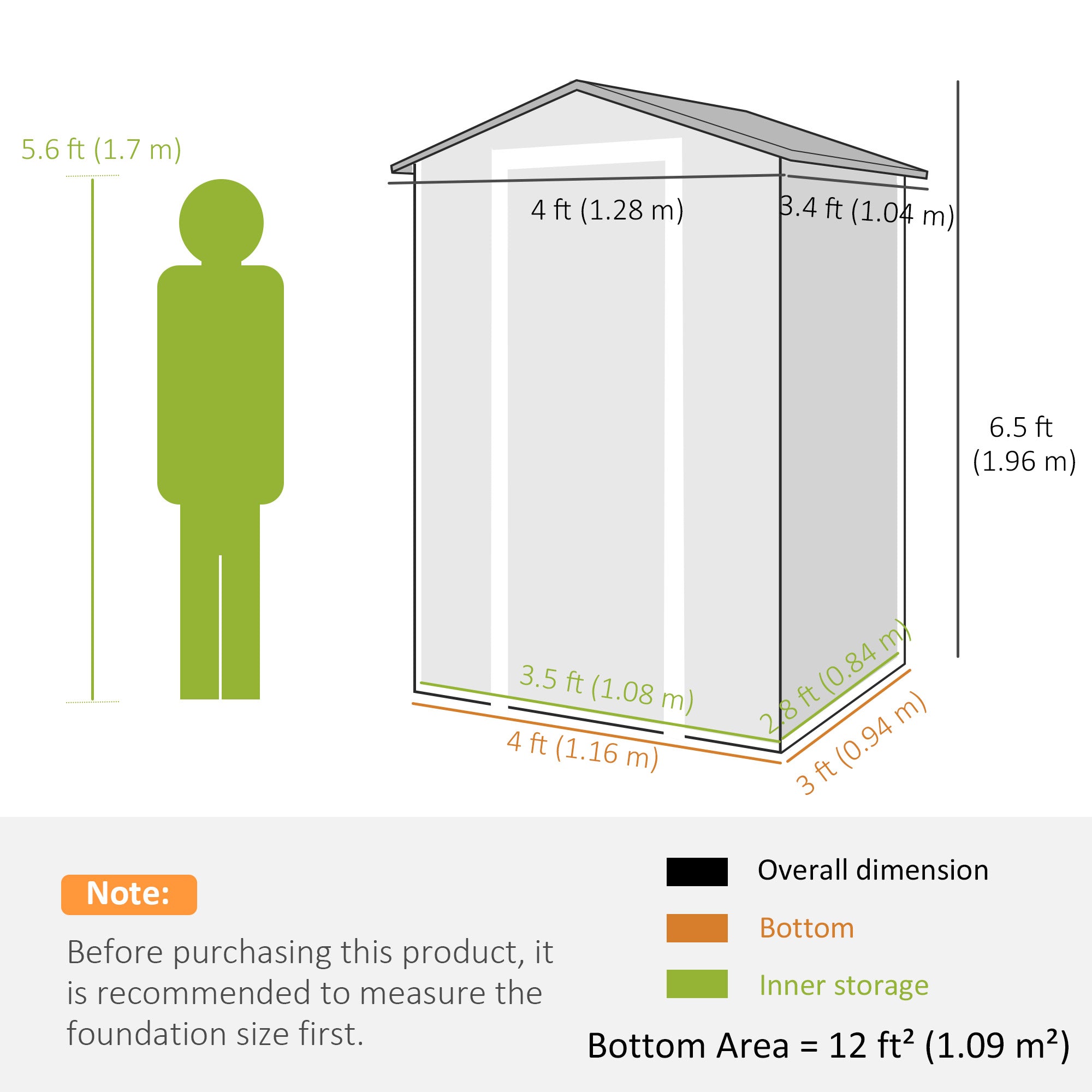 Outsunny 4 x 3 ft Plastic Garden Shed with Floor, Outdoor Storage Shed with Lockable Door, Window and Vent, Light Grey