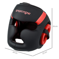 SPORTNOW Boxing Headguard w/ Adjustable Strap for Sparring, Kickboxing, MMA, Red/Black