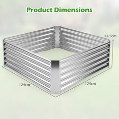 Galvanized Raised Garden Bed Rectangular Outdoor Planter Box with Open-Ended Bade-Silver