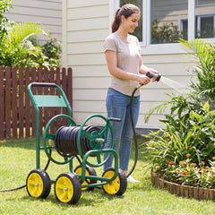Garden Hose Reel Cart 4 Wheels 100 m of 16 mm Large Capacity-Green