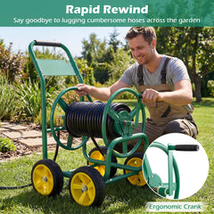 Garden Hose Reel Cart 4 Wheels 100 m of 16 mm Large Capacity-Green