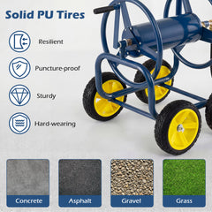 Garden Hose Reel Cart 4 Wheels 100 m of 16 mm Large Capacity-Navy