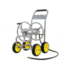 Garden Hose Reel Cart 4 Wheels 100 m of 16 mm Large Capacity-Silver