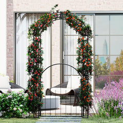 214 cm Tall Garden Arch with Gate and Climbing Trellises