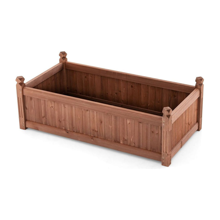 Wood Raised Garden Bed with Drainage Holes-Rustic Brown