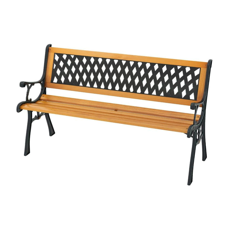 126cm Patio Garden Bench with Curved Armrests and Appealing Back