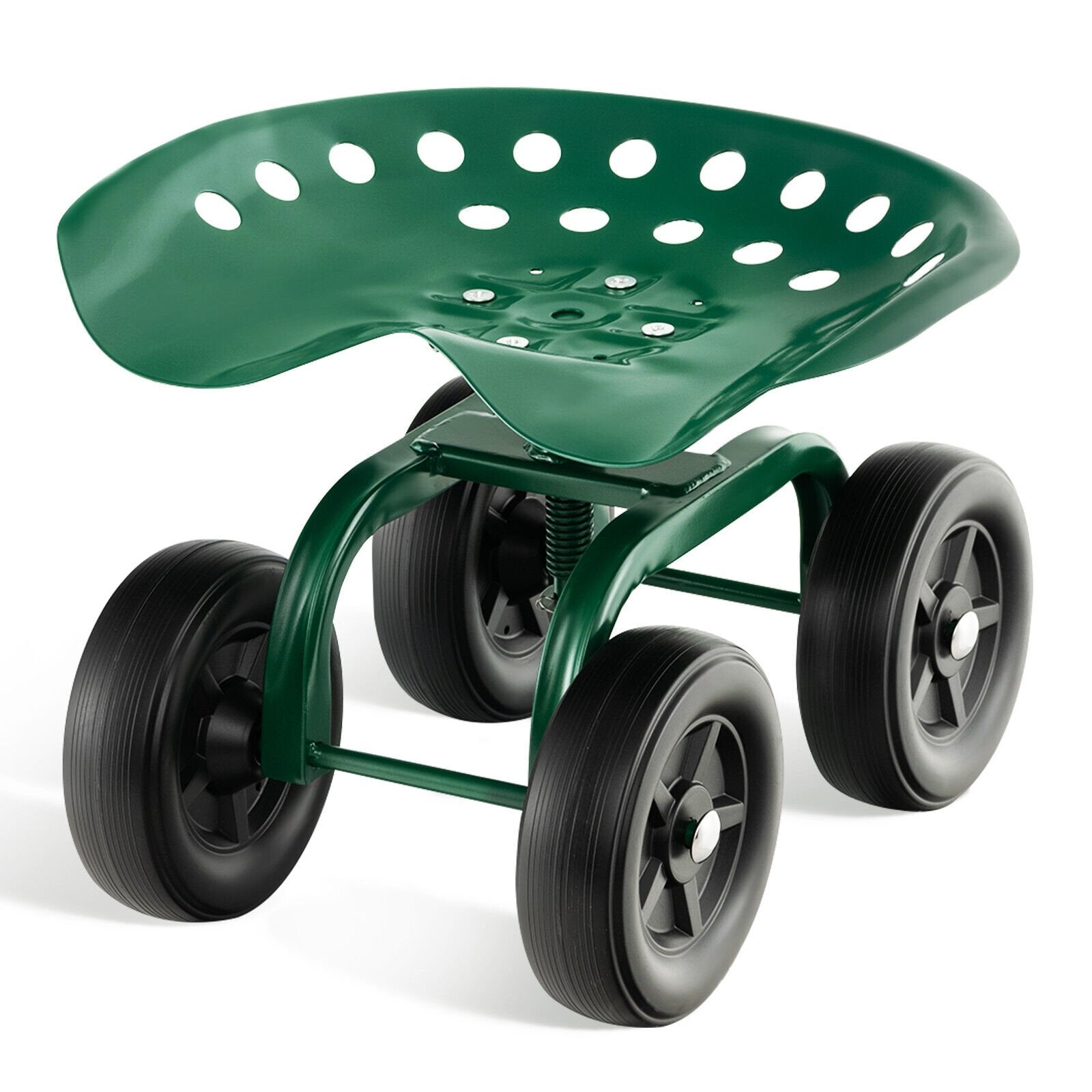 Rolling Garden Workseat with 360¬∞Swivel Seat and Adjustable Height-Green