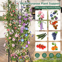 Garden Trellis with Foldable Shelf and Anti-Tipping Device-Black-1 Pack