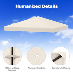 Gazebo Replacement Canopy Top Cover with Hook and Loop Fastener-Beige