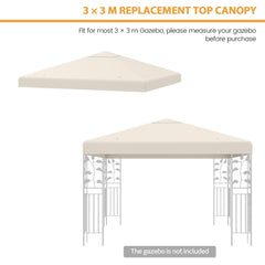 Gazebo Replacement Canopy Top Cover with Hook and Loop Fastener-Beige