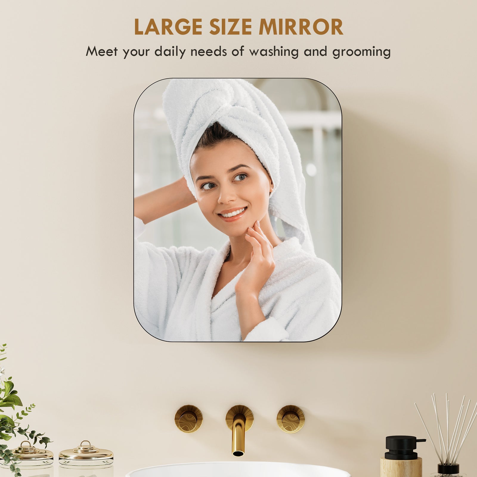 HOMCOM Bathroom Medicine Cabinet with Mirror, Bathroom Wall Cabinet with Adjustable Shelves, Soft Close Hinges, Black