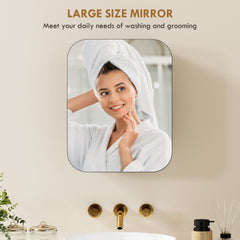 HOMCOM Bathroom Medicine Cabinet with Mirror, Bathroom Wall Cabinet with Adjustable Shelves, Soft Close Hinges, Black