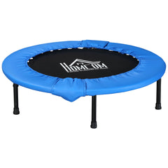 HOMCOM a101 Mini Fitness Trampoline Home Gym Yoga Exercise Rebounder Indoor Outdoor Jumper with Safety Pad, Support Up to 100 KG, Blue and Black