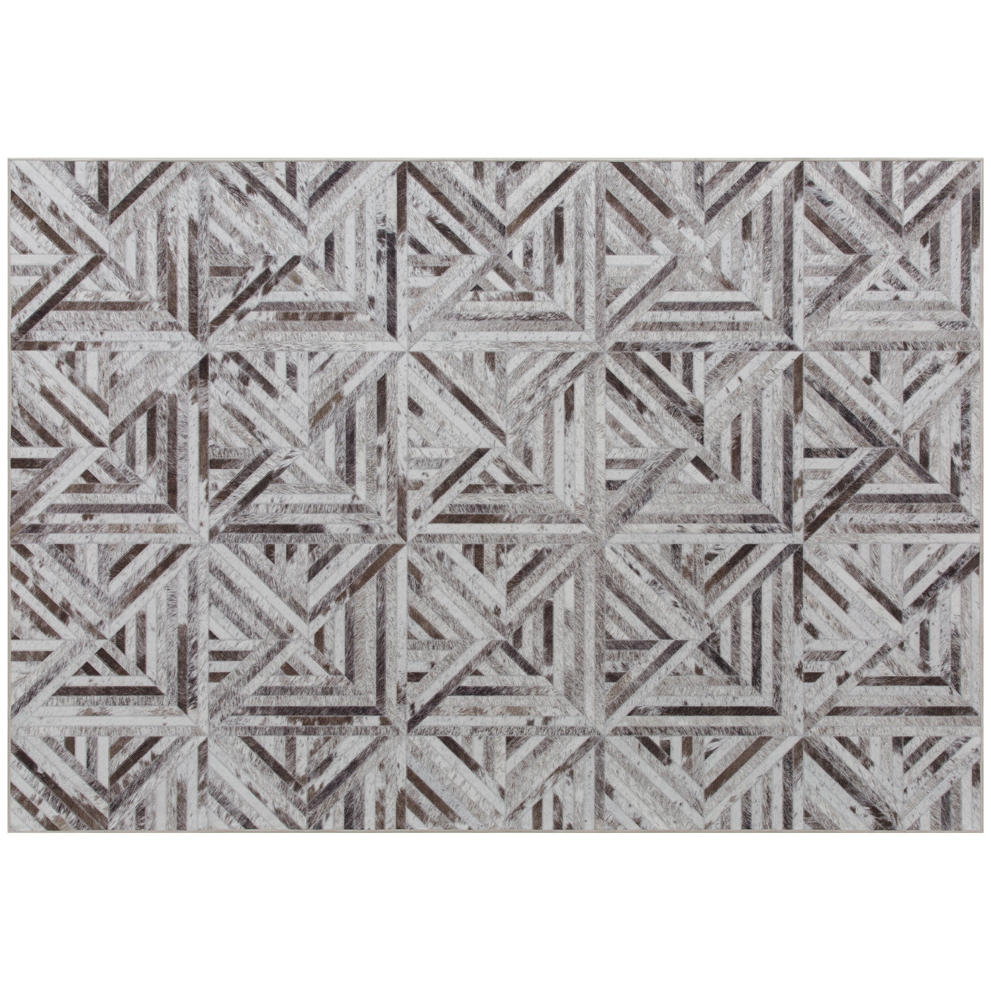 HOMCOM Modern Area Rug, Triangle Pattern Non-Slip Washable Rug, Chenille Floor Carpet for Living Room, Bedroom, Dining Room, Home Office, 170 x 120 cm, Brown