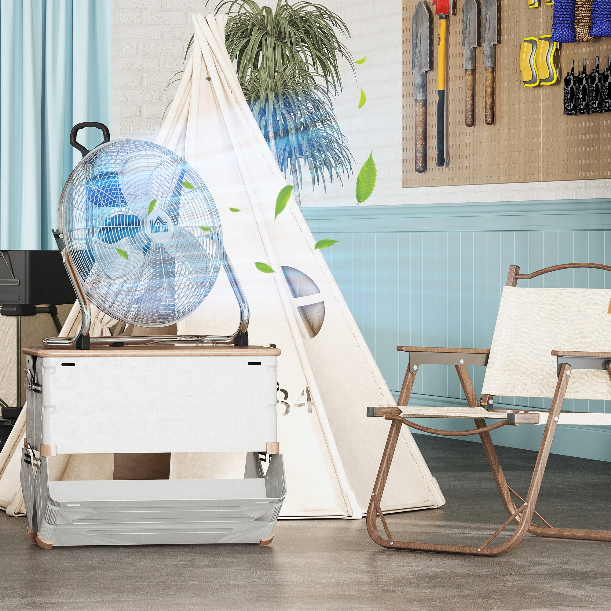 HOMCOM Metal Desk Fan with 3 Speeds & 120√Ç¬∞ Adjustable Tilt - Silver