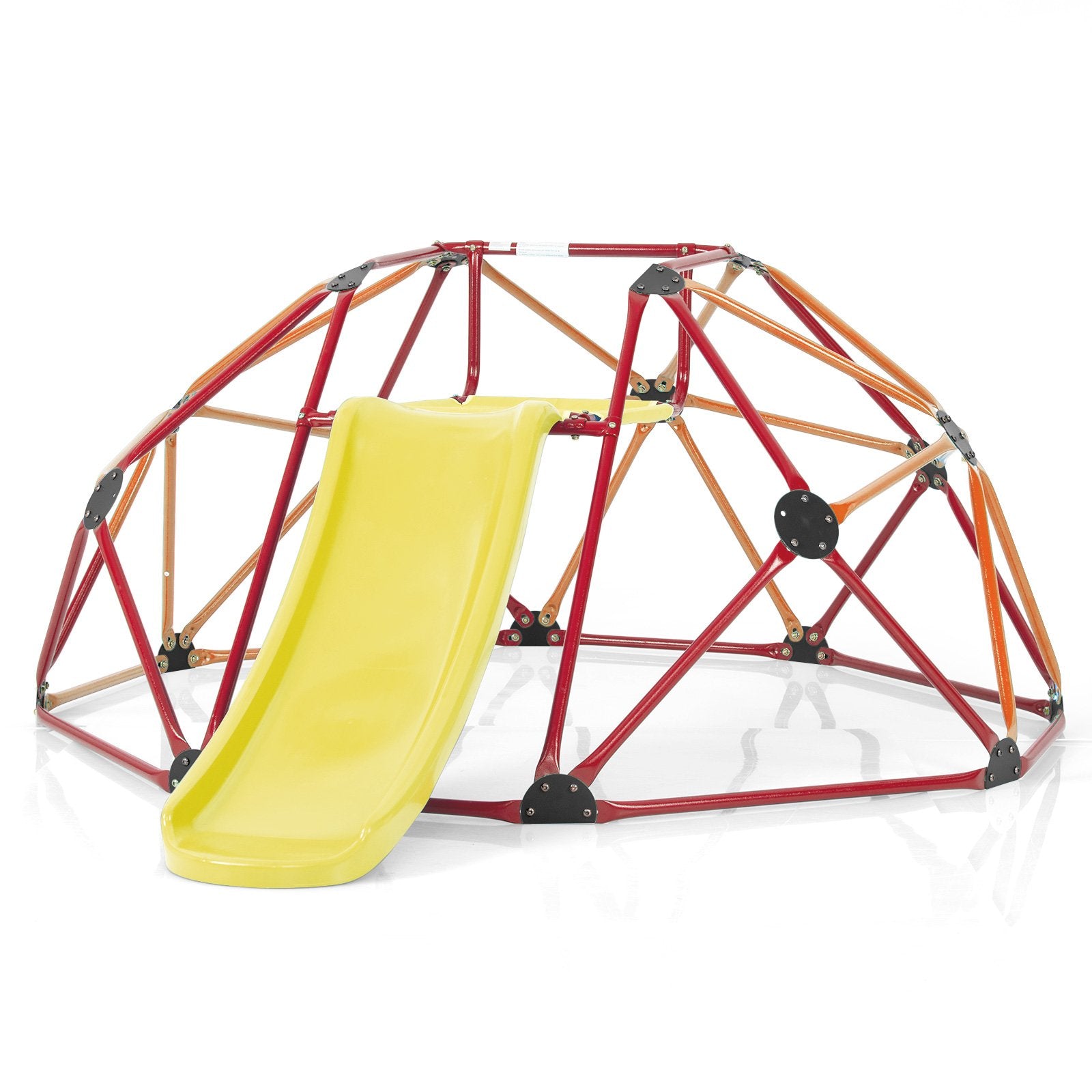 Geometric Dome Climber and Play Set with Slide for Outdoor-Orange