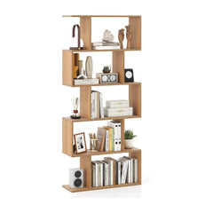 Geometric S-Shaped Bookcase in Natural