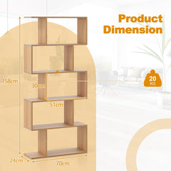 Geometric S-Shaped Bookcase in Natural