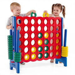 Giant 4-in-a-Row Game Set Jumbo 4-to-Score Game with 42 Rings and Quick-Release Slider-Red
