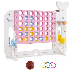 Giant 4-to-Score Game Set Jumbo Connect Four Game with Ring-toss-Pink