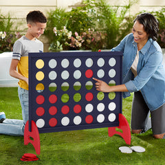 Giant 4-to-Score Game Set with Carrying Bag and 42 Pieces Jumbo Rings-Blue