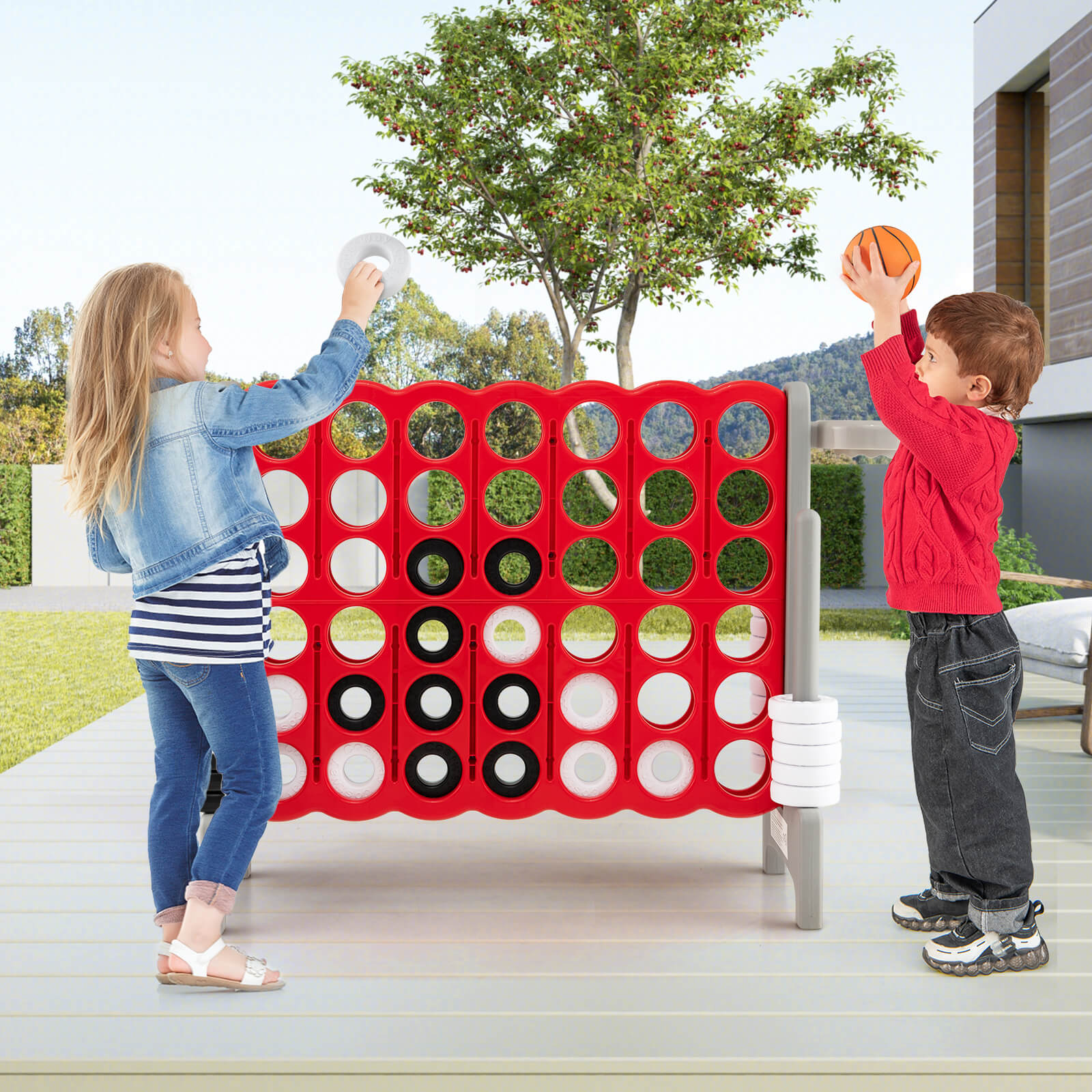 Giant Connect 4 Game Jumbo with 42 Rings-Grey