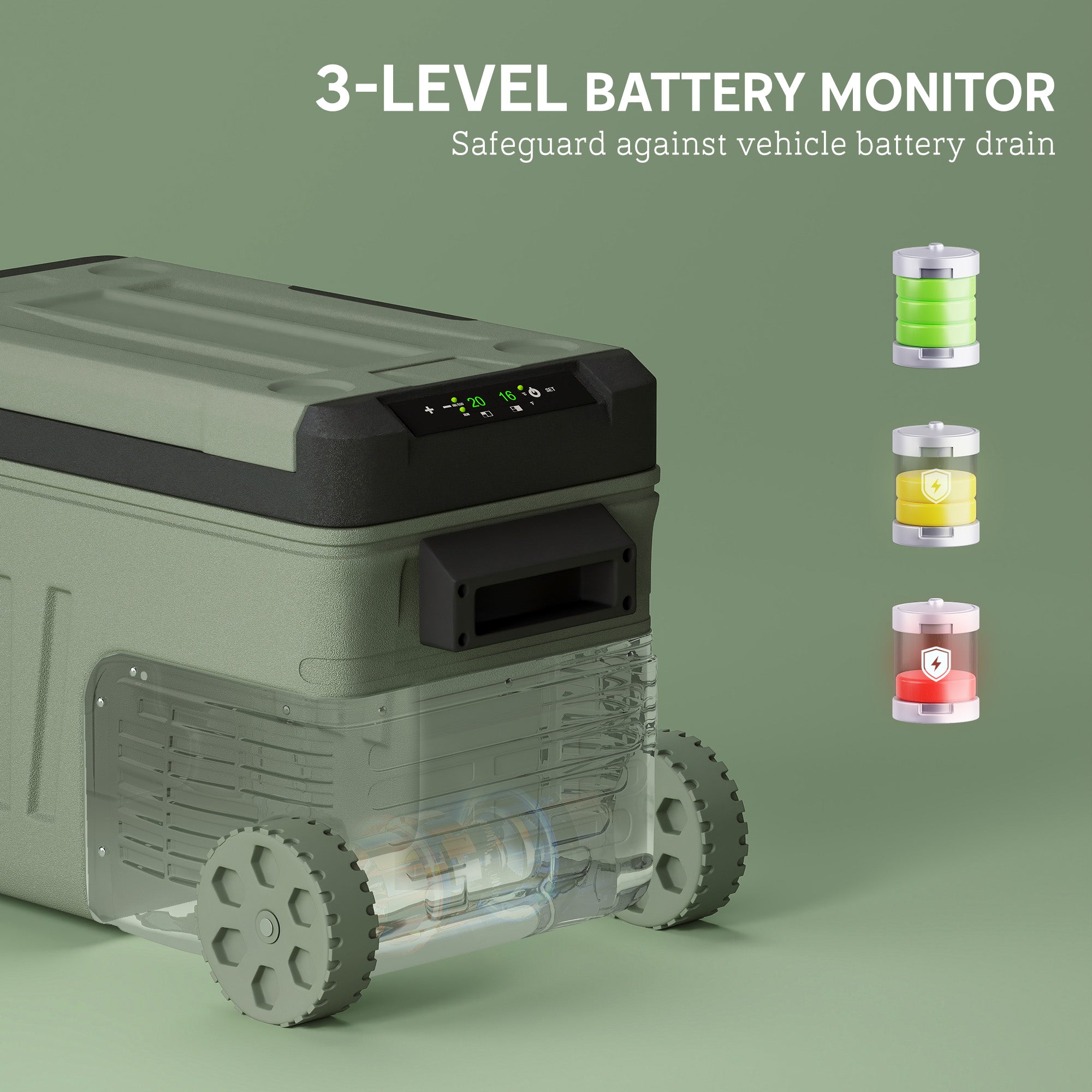 Outsunny 33L Camping Fridge Freezer Dual Zone, Portable Car Fridge 12V/24V DC & 100-240V AC, Electric Cool Box -20√¢‚Äû∆í-20√¢‚Äû∆í with Wheels and LED Light, for Travel, RV, Road Trip, Picnic [Energy Class E]