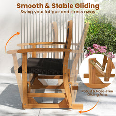 Patio Rattan Glider Bench Swing Gliding Rocker for 2
