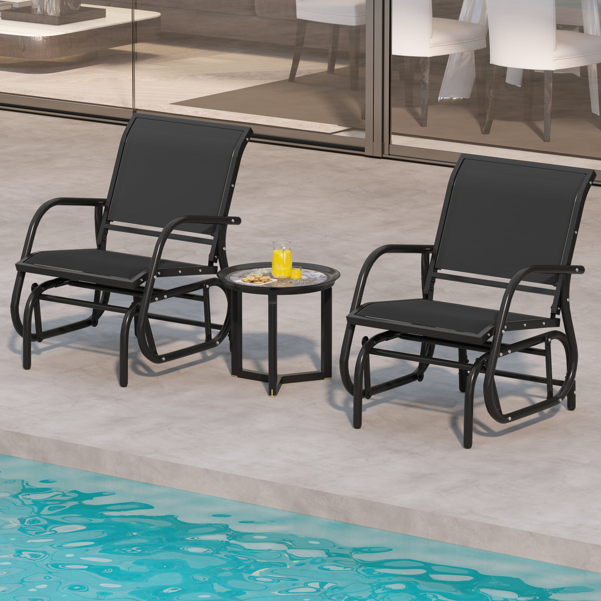 Glider Rocking Garden Chair-Black