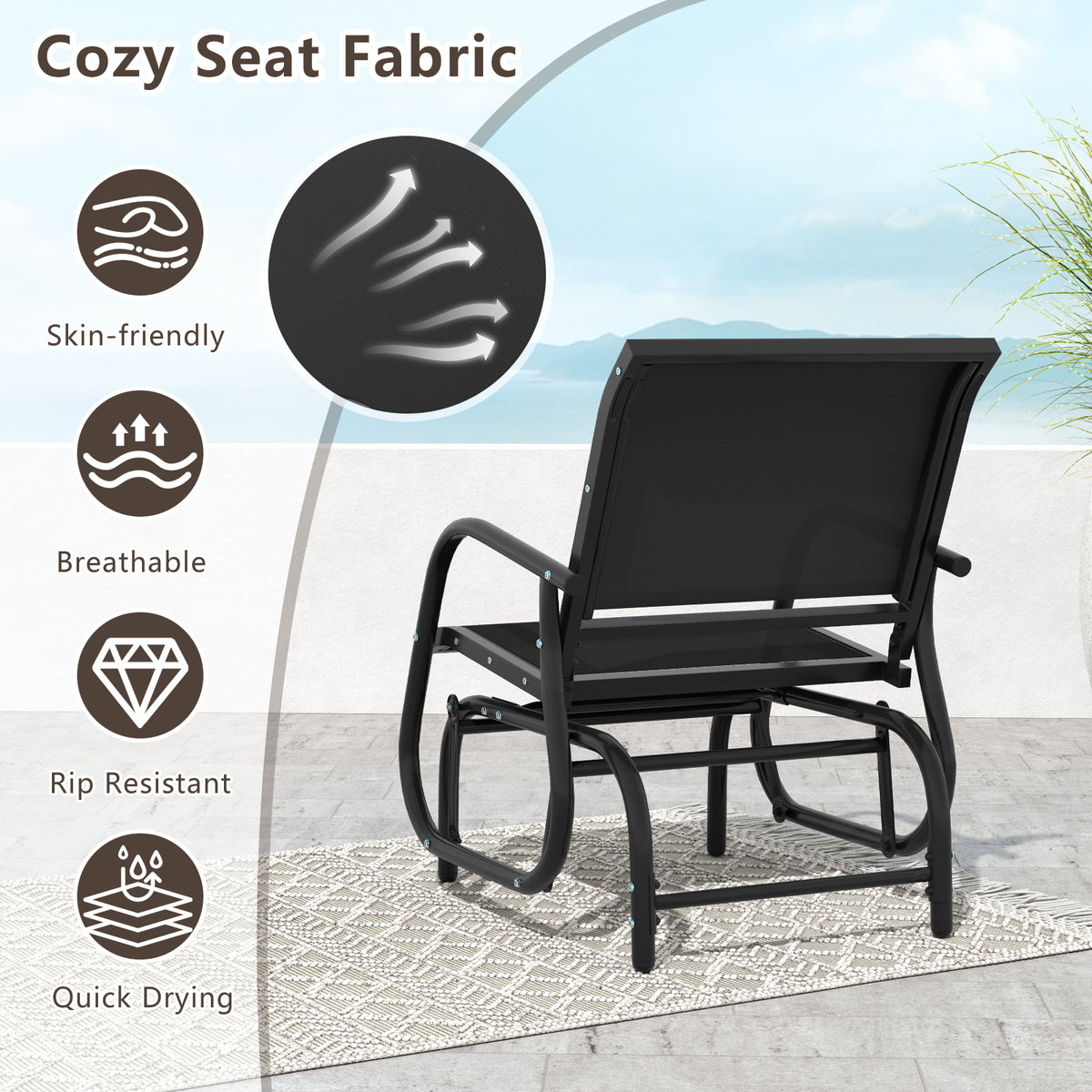 Glider Rocking Garden Chair-Black
