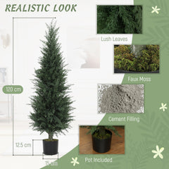 HOMCOM Set of Two Artificial Cypress Trees - Green