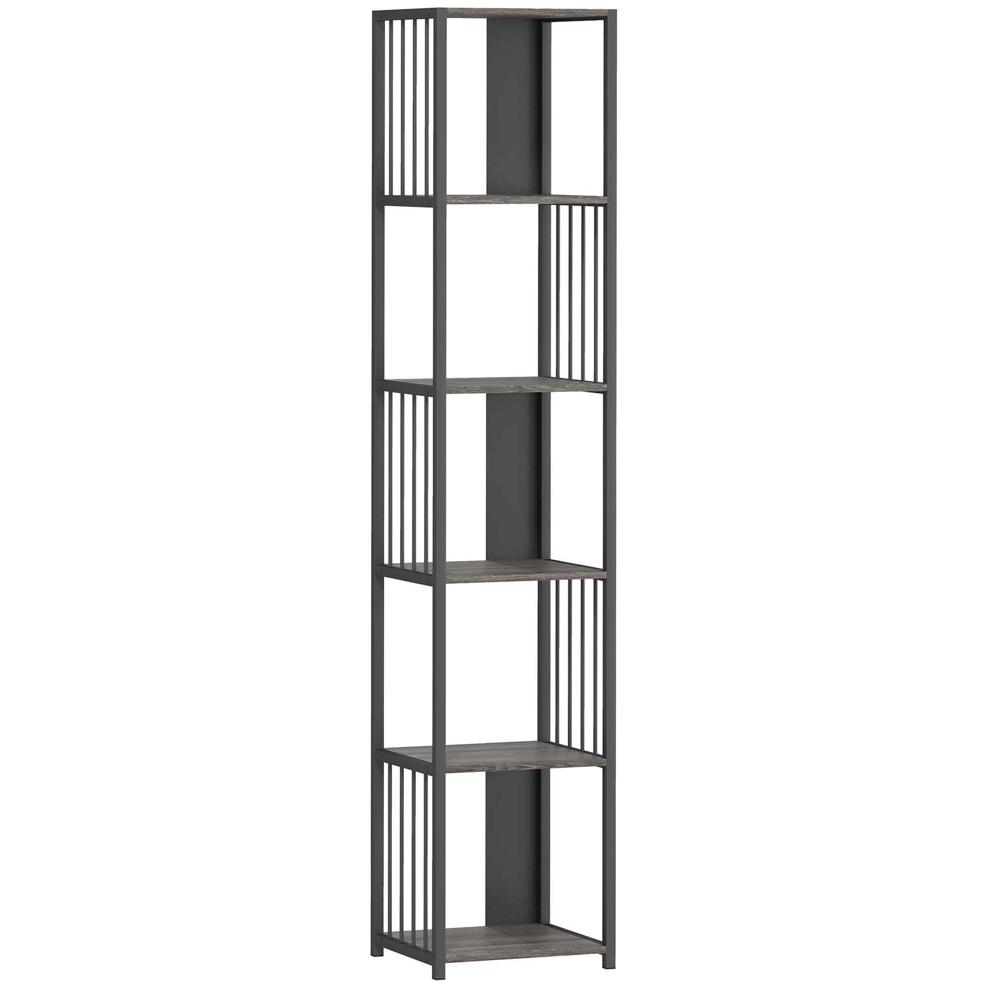 HOMCOM 5-Tier Bookshelf with Steel Frame - Grey
