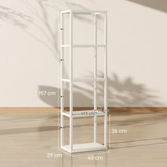 HOMCOM LED Floor Lamp with Glass Shelves, 4 Layers Dimmable Tall Standing Lamp, Modern Column Shelf Floor Light for Living Room, Bedroom, Office, Oak