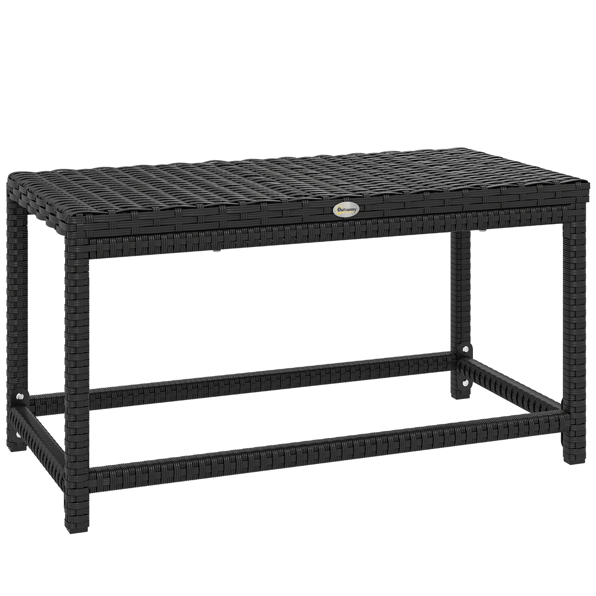 Outsunny Outdoor Coffee Table Side Table with Rectangular Frame for Patio, Balcony, Black