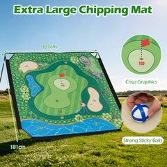 Golf Chipping Game Set 71" x 71" Large Chipping Mat for Indoor and Outdoor Practice