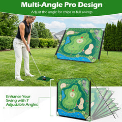 Golf Chipping Game Set 71" x 71" Large Chipping Mat for Indoor and Outdoor Practice