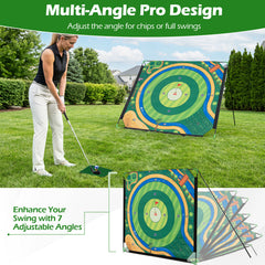 Golf Chipping Game Set 71" x 71" Large Chipping Mat with 2 Adjustable Clubs