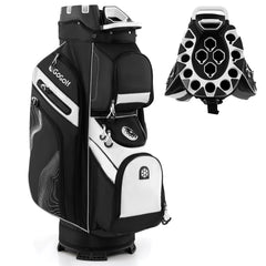 Golf Cart Bag Molded Lock Top Golf Bag with 14-Way Full Length Dividers-Black