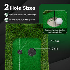 300 CM Golf Practice Mat with Artificial Grass Turf and 3 Golf Balls