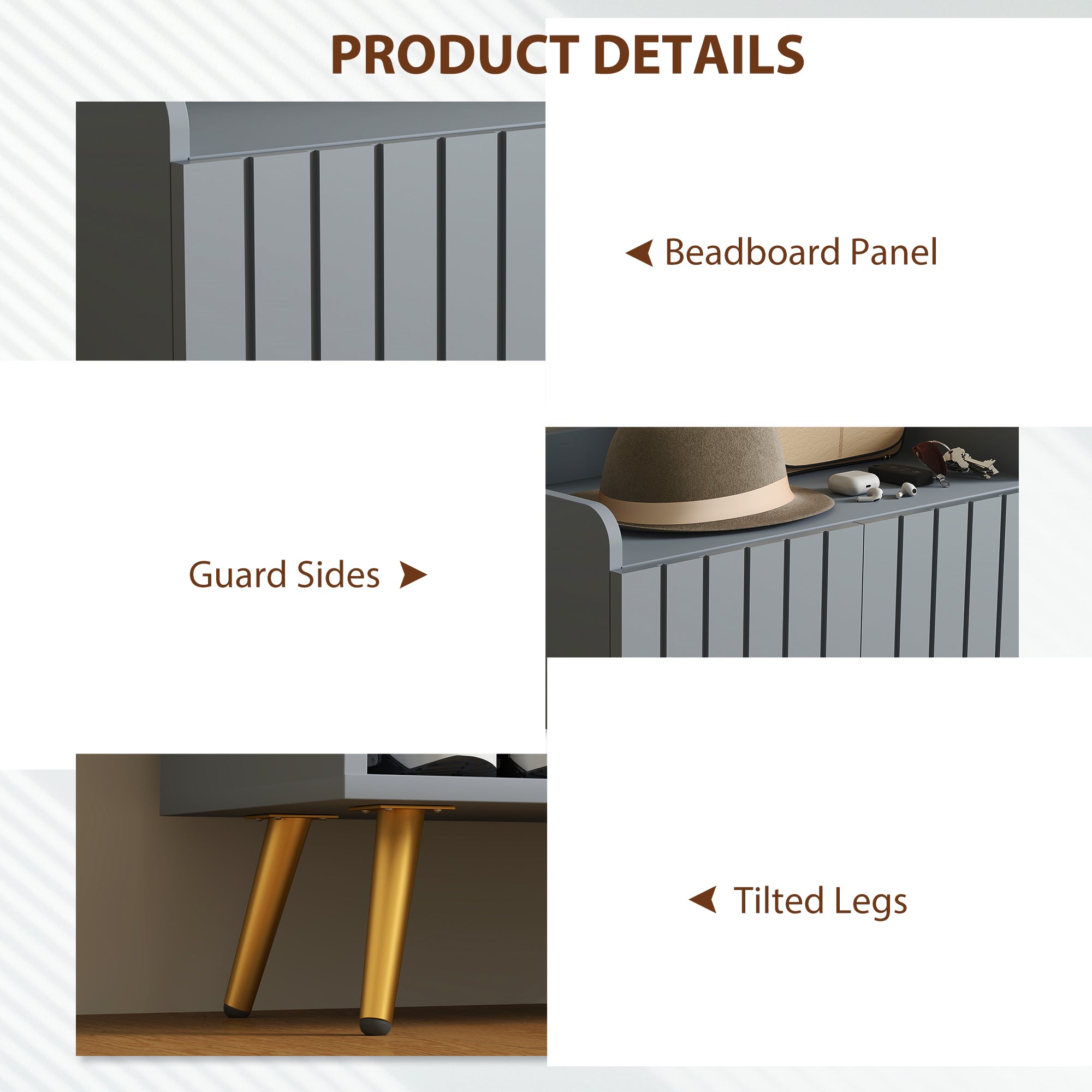 HOMCOM Modern Shoe Cabinet with 2 Doors, Open Shelf and Adjustable Shelves, 15 Pair Hallway Shoe Cupboard, Entryway Storage Unit, Light Grey